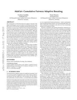 AdaFair: Cumulative Fairness Adaptive Boosting