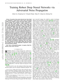 Training Robust Deep Neural Networks via Adversarial Noise Propagation