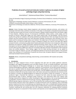 Prediction of overall survival and molecular markers in gliomas via
  analysis of digital pathology images using deep learning