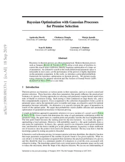 Bayesian Optimisation with Gaussian Processes for Premise Selection