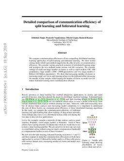Detailed comparison of communication efficiency of split learning and
  federated learning