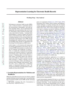 Representation Learning for Electronic Health Records