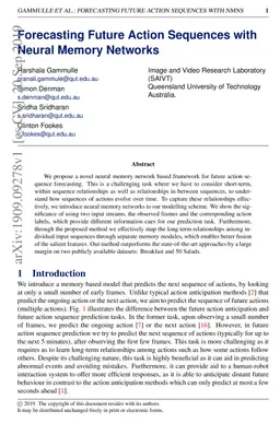 Forecasting Future Action Sequences with Neural Memory Networks