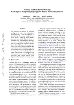 Working Hard or Hardly Working: Challenges of Integrating Typology into
  Neural Dependency Parsers