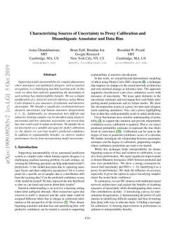 Characterizing Sources of Uncertainty to Proxy Calibration and
  Disambiguate Annotator and Data Bias