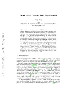 BERT Meets Chinese Word Segmentation