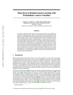 Meta-Inverse Reinforcement Learning with Probabilistic Context Variables