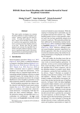 BSDAR: Beam Search Decoding with Attention Reward in Neural Keyphrase
  Generation
