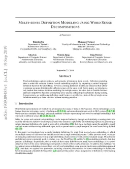 Multi-sense Definition Modeling using Word Sense Decompositions