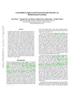 Controllable Length Control Neural Encoder-Decoder via Reinforcement
  Learning