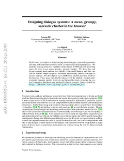 Designing dialogue systems: A mean, grumpy, sarcastic chatbot in the
  browser