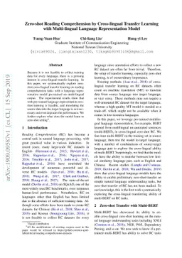 Zero-shot Reading Comprehension by Cross-lingual Transfer Learning with
  Multi-lingual Language Representation Model