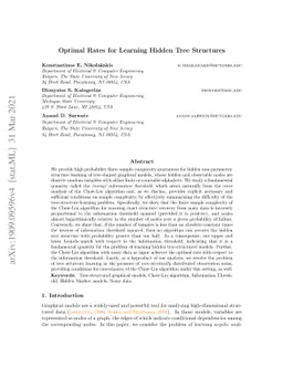 Optimal Rates for Learning Hidden Tree Structures