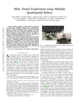 Mine Tunnel Exploration using Multiple Quadrupedal Robots