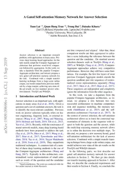 A Gated Self-attention Memory Network for Answer Selection
