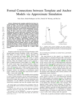 Formal Connections between Template and Anchor Models via Approximate
  Simulation