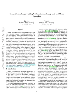 Context-Aware Image Matting for Simultaneous Foreground and Alpha
  Estimation