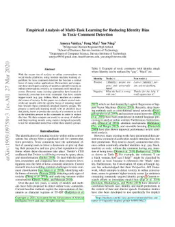 Empirical Analysis of Multi-Task Learning for Reducing Model Bias in
  Toxic Comment Detection