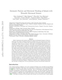 Automatic Posture and Movement Tracking of Infants with Wearable
  Movement Sensors