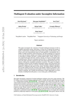 Multiagent Evaluation under Incomplete Information