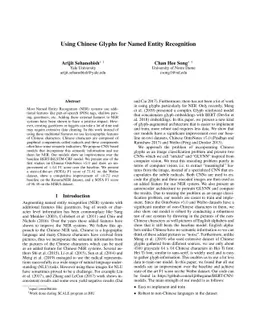 Using Chinese Glyphs for Named Entity Recognition