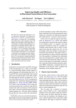 Improving Quality and Efficiency in Plan-based Neural Data-to-Text
  Generation