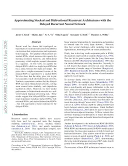 Approximating Stacked and Bidirectional Recurrent Architectures with the
  Delayed Recurrent Neural Network
