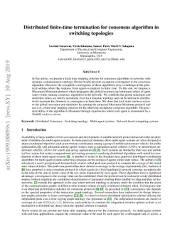 Distributed finite-time termination for consensus algorithm in switching
  topologies
