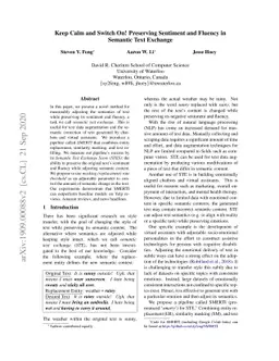 Keep Calm and Switch On! Preserving Sentiment and Fluency in Semantic
  Text Exchange