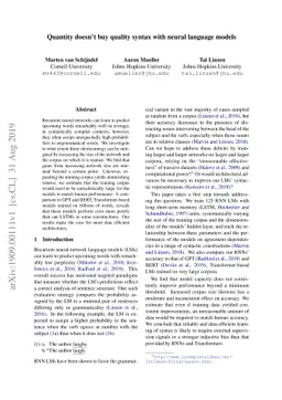 Quantity doesn't buy quality syntax with neural language models