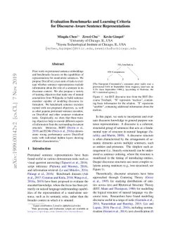 Evaluation Benchmarks and Learning Criteria for Discourse-Aware Sentence
  Representations