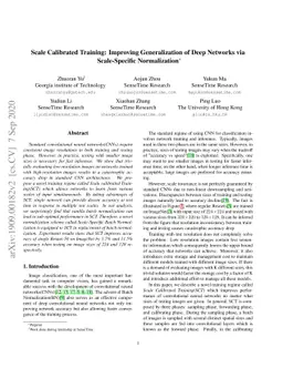 Scale Calibrated Training: Improving Generalization of Deep Networks via
  Scale-Specific Normalization