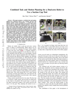 Combined Task and Motion Planning for a Dual-arm Robot to Use a Suction
  Cup Tool