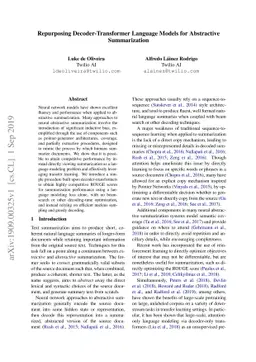 Repurposing Decoder-Transformer Language Models for Abstractive
  Summarization
