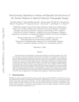 Deep Learning Algorithms to Isolate and Quantify the Structures of the
  Anterior Segment in Optical Coherence Tomography Images