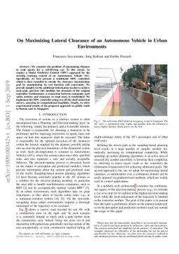 On Maximizing Lateral Clearance of an Autonomous Vehicle in Urban
  Environments