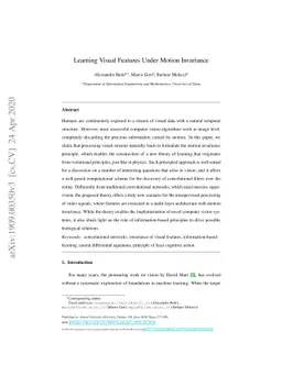 Learning Visual Features Under Motion Invariance