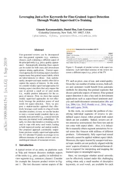 Leveraging Just a Few Keywords for Fine-Grained Aspect Detection Through
  Weakly Supervised Co-Training