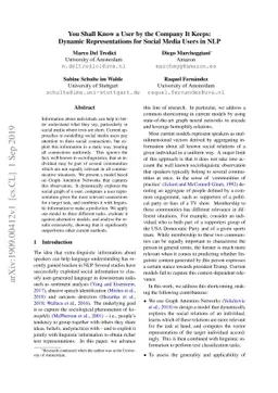 You Shall Know a User by the Company It Keeps: Dynamic Representations
  for Social Media Users in NLP