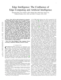 Edge Intelligence: The Confluence of Edge Computing and Artificial
  Intelligence