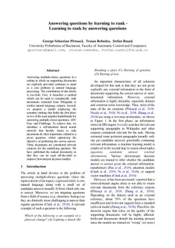 Answering questions by learning to rank -- Learning to rank by answering
  questions