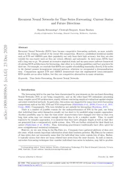Recurrent Neural Networks for Time Series Forecasting: Current Status
  and Future Directions