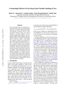 A Surprisingly Effective Fix for Deep Latent Variable Modeling of Text