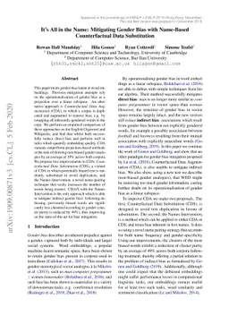 It's All in the Name: Mitigating Gender Bias with Name-Based
  Counterfactual Data Substitution