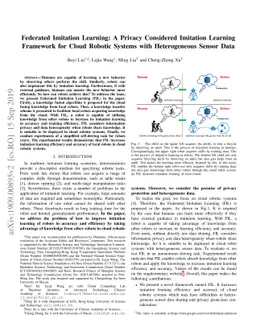 Federated Imitation Learning: A Privacy Considered Imitation Learning
  Framework for Cloud Robotic Systems with Heterogeneous Sensor Data