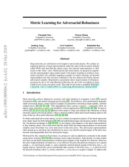 Metric Learning for Adversarial Robustness