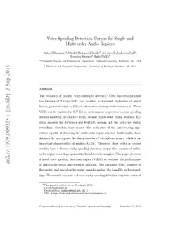 Voice Spoofing Detection Corpus for Single and Multi-order Audio Replays