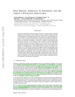 Data-Driven Approach to Encoding and Decoding 3-D Crystal Structures