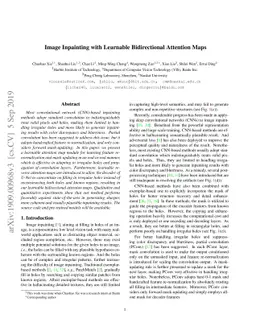 Image Inpainting with Learnable Bidirectional Attention Maps