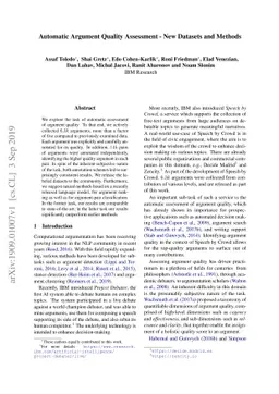 Automatic Argument Quality Assessment -- New Datasets and Methods